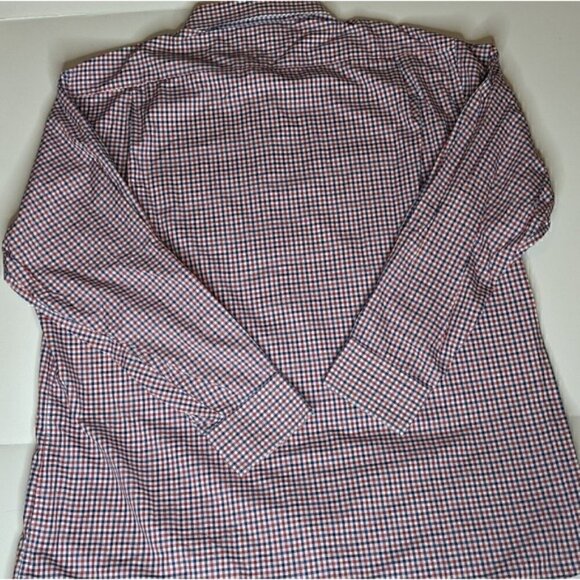 Tommy Hilfiger Men Regular Fit Stretch Dress Shirt SZ 18 34-35 CHECKER BLUE RED - Picture 9 of 10